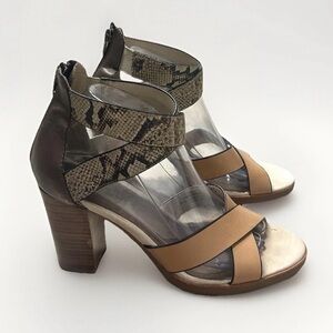 Tommy Bahama Sandals Women 8B Lavina Block Heel Snakeskin Leather Trendy Resort